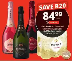 Checkers J.C. Le Roux Selected Sparkling Wine Cans/ Bottle offer