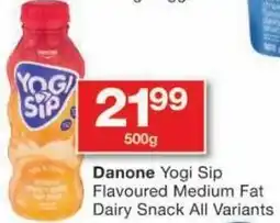 Checkers Danone Yogi Sip Flavoured Medium Fat Dairy Snack All Variants offer