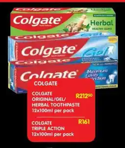 Shoprite COLGATE ORIGINAL/GEL/HERBAL TOOTHPASTE 12x100ml per pack offer
