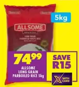 Shoprite ALLSOME LONG GRAIN PARBOILED RICE 5kg offer