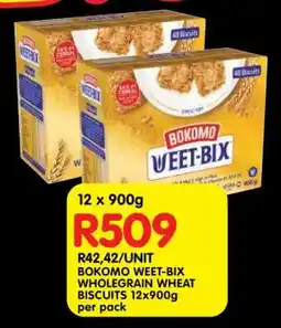 Shoprite BOKOMO WEET-BIX WHOLEGRAIN WHEAT BISCUITS 12x900g offer