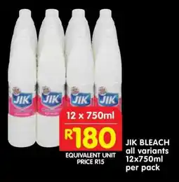 Shoprite JIK BLEACH all variants 12x750ml per pack offer