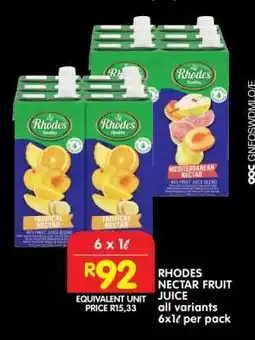 Shoprite RHODES NECTAR FRUIT JUICE offer