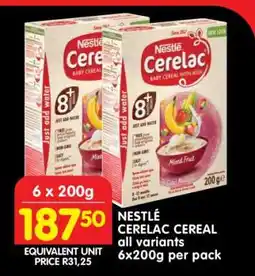Shoprite NESTLÉ CERELAC CEREAL all variants 6x200g per pack offer