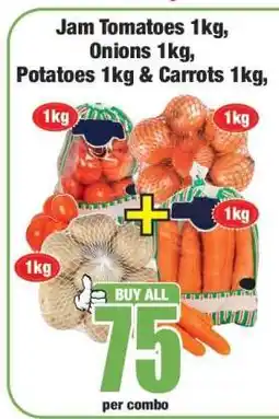 Boxer Jam Tomatoes 1kg, Onions 1kg, Potatoes 1kg & Carrots 1kg offer