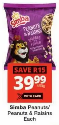 Checkers Simba Peanuts/ Peanuts & Raisins offer