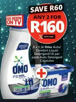 Checkers Omo Auto/ Comfort Liquid Detergent/ Auto Detergent Capsules offer
