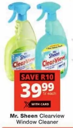 Checkers Mr. Sheen Clearview Window Cleaner offer
