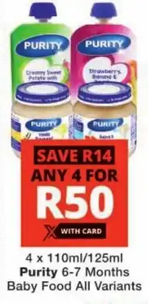 Checkers Purity 6-7 Months Baby Food All Variants offer