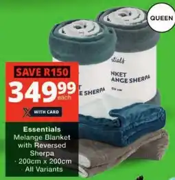 Checkers Essentials Melange Blanket with Reversed Sherpa offer