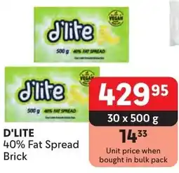 Makro D'LITE 40% Fat Spread Brick offer