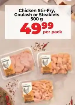 Chicken Stir-Fry, Goulash or Steaklets