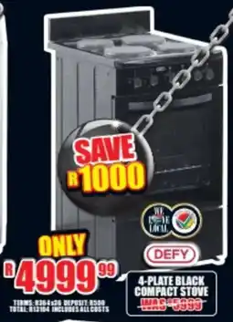 Lewis Defy 4-plate black compact stove offer