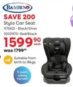 BabiersRUs Bambino Stylo Car Seat offer
