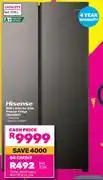 Game Hisense 508L Side By Side Freezer Fridge H670SIT offer
