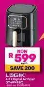 Game Logik 4.3L Digital Air Fryer LT-AF452D offer