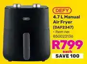 Game Defy 4.7L Manual Air Fryer (DAF2347) offer