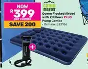 Game Camp Master Queen Flocked Airbed with 2 Pillows PLUS Pump Combo offer