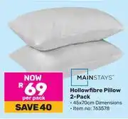Game Mainstays Hollowfibre Pillow - 2 Pack offer