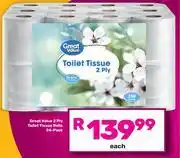 Game Great Value 2 Ply Toilet Tissue Rolls 24 Pack offer