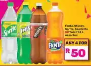 Game Fanta, Stoney, Sprite, Sparletta or Twist 1.5L Assorted- Any 4 offer