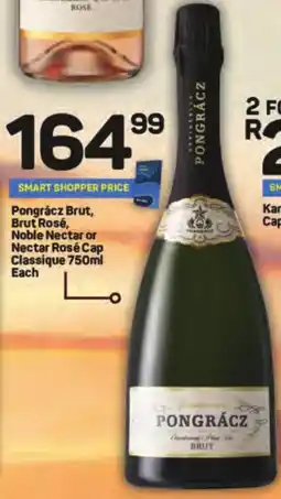 Pick n Pay Hypermarket Pongrácz Brut, Brut Rosé, Noble Nectar or Nectar Rosé Cap Classique offer