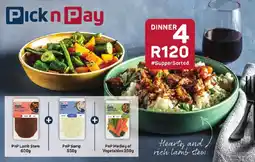 Pick n Pay Hypermarket PnP Lamb Stew + PnP Samp + PnP Medley of Vegetables offer