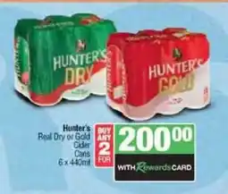 Spar Tops Hunter's Real Dry or Gold Cider Cans offer