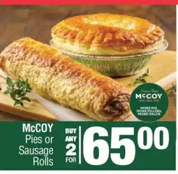 Spar McCoy Pies or Sausage Rolls offer