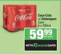Spar Tops Coca-Cola or Schweppes offer