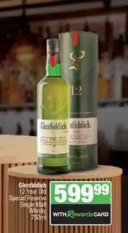 Spar Tops Glenfiddich 12 Year Old Special Reserve Single Malt Whisky 750ml offer