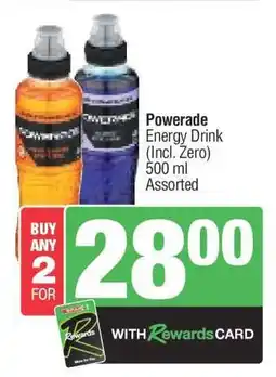 Spar Powerade Energy Drink (Incl. Zero) offer