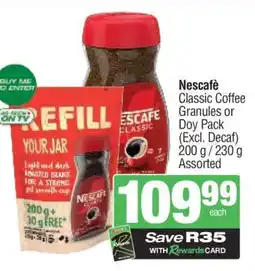 Spar Nescafé Classic Coffee Granules or Doy Pack offer