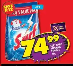 Shoprite Surf Hand Washing Powder-3kg offer