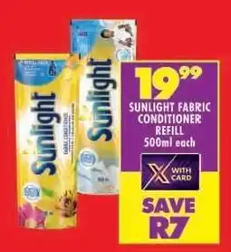 Shoprite SUNLIGHT FABRIC CONDITIONER REFILL 500ml each offer