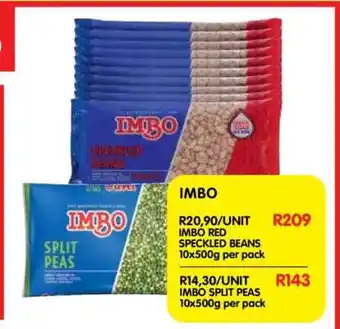 Shoprite IMBO SPLIT PEAS 10x500g per pack offer