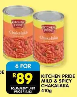 Shoprite KITCHEN PRIDE MILD & SPICY CHAKALAKA 410g offer