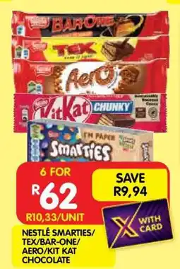 Shoprite NESTLÉ SMARTIES/TEX/BAR-ONE/AERO/KIT KAT CHOCOLATE offer