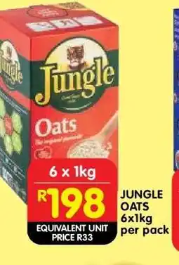 Shoprite JUNGLE OATS 6x1kg per pack offer