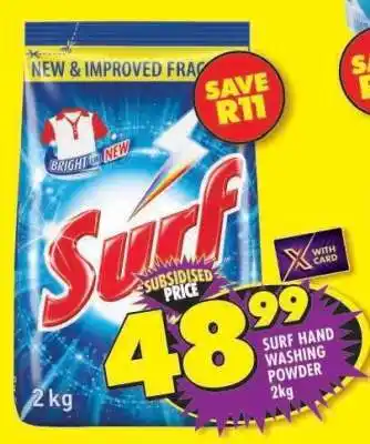 Shoprite Surf Hand Washing Powder-2Kg offer