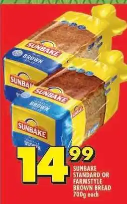 Shoprite SUNBAKE STANDARD OR FARMSTYLE BROWN BREAD 700g offer