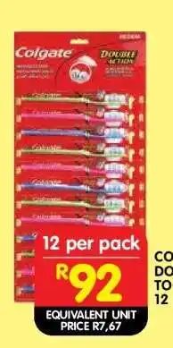 Shoprite COLGATE DOUBLE ACTION MEDIUM TOOTHBRUSH 12 per pack offer