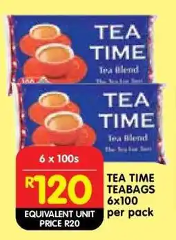 Shoprite TEA TIME TEABAGS 6x100 offer