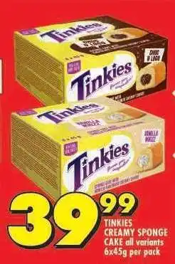 Shoprite TINKIES CREAMY SPONGE CAKE all variants offer
