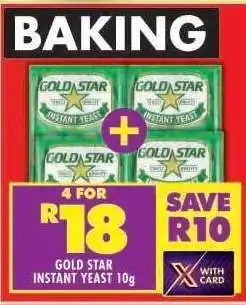 Shoprite GOLD STAR INSTANT YEAST 10g offer