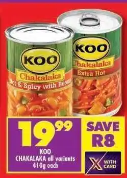 Shoprite KOO CHAKALAKA all variants 410g each offer
