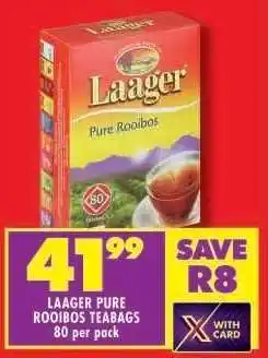 Shoprite LAAGER PURE ROOIBOS TEABAGS 80 per pack offer