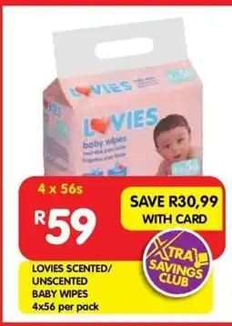 Shoprite Lovies Scented/Unscented Baby Wipes offer