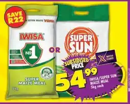 Shoprite IWISA/SUPER SUN MAIZE MEAL 5kg offer