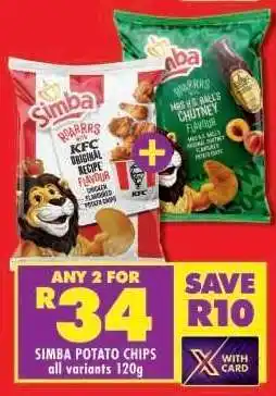 Shoprite SIMBA POTATO CHIPS all variants 120g offer